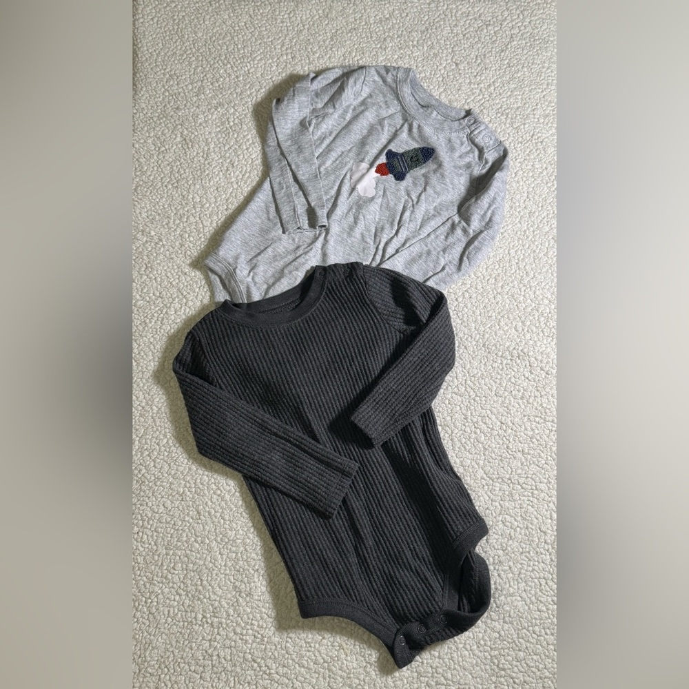 Gray and Black Ribbed Baby Onesies